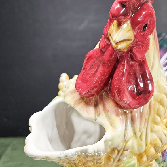 Vtg Decorative Chicken Hand-painted Ceramic 3D Rooster Pitcher Bird Water Jug - Picture 6 of 12